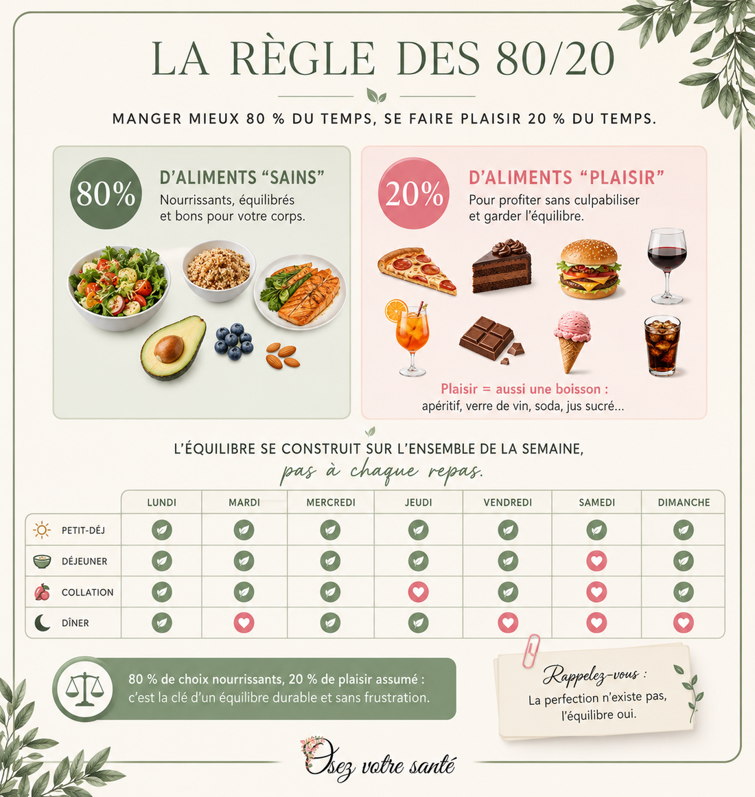 La règle des 80/20 : équilibrez votre alimentation sans frustration