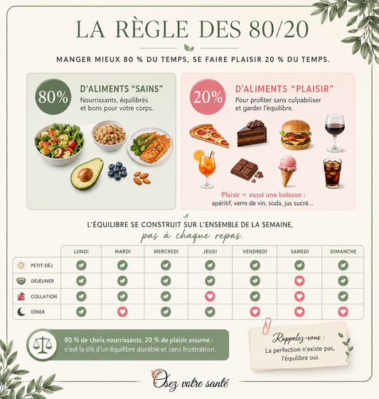La règle des 80/20 : équilibrez votre alimentation sans frustration